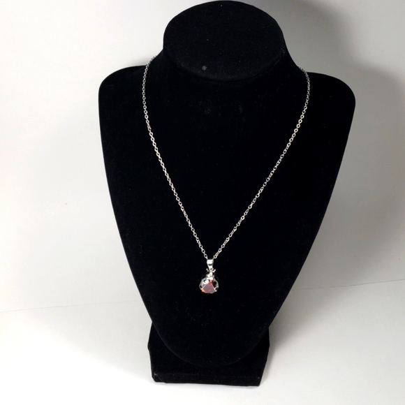 Women Sterling Silver overlay Red Ruby Stone Swarovski Crystal Ladybug Necklace - Picture 9 of 10